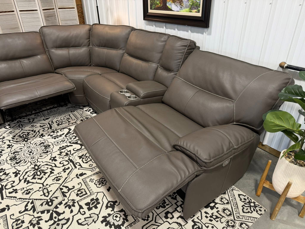 7 Piece Power Reclining Modular Leather Sectional