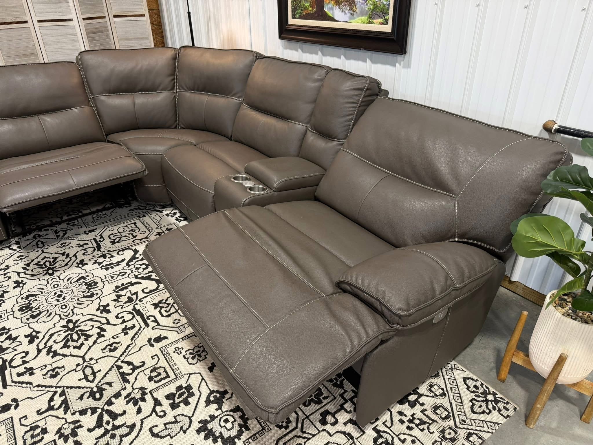 7 Piece Power Reclining Modular Leather Sectional