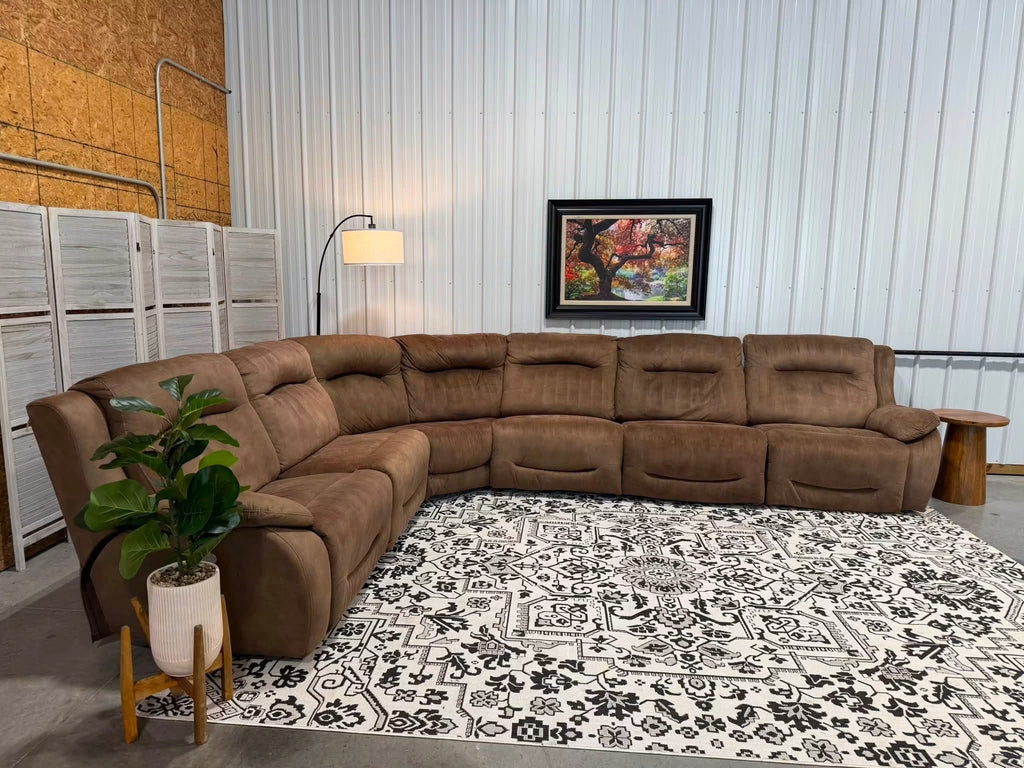 6 Piece Brown Power Reclining Modular Sectional