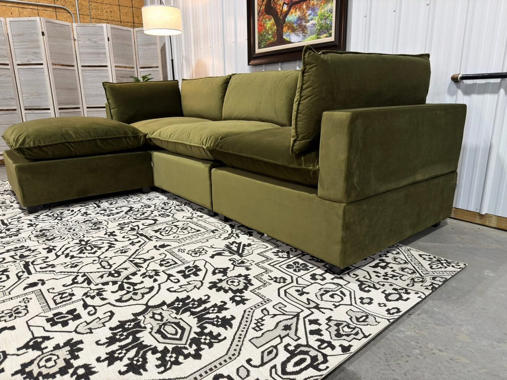 NEW Bellamia 4 Piece Modular Sectional GREEN
