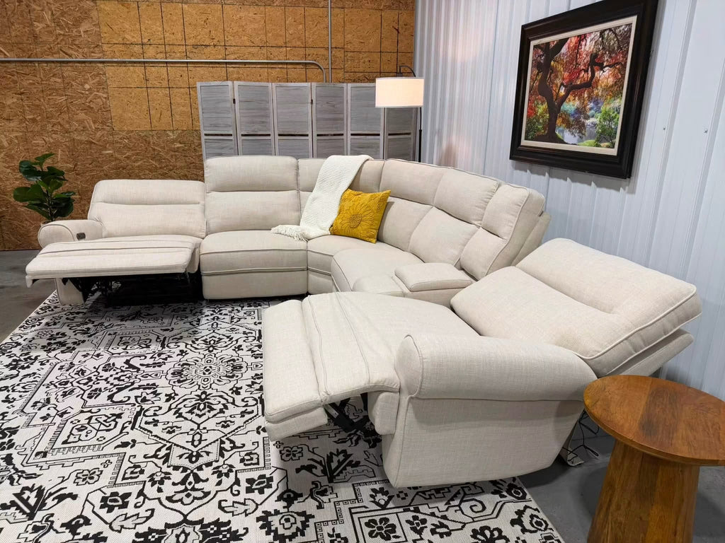 6 Piece Cream Power Reclining Modular Sectional by American Signature