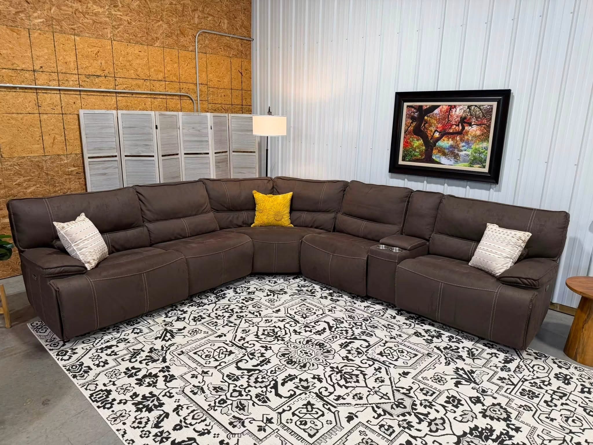 6 Piece Brown Power Reclining Modular Sectional