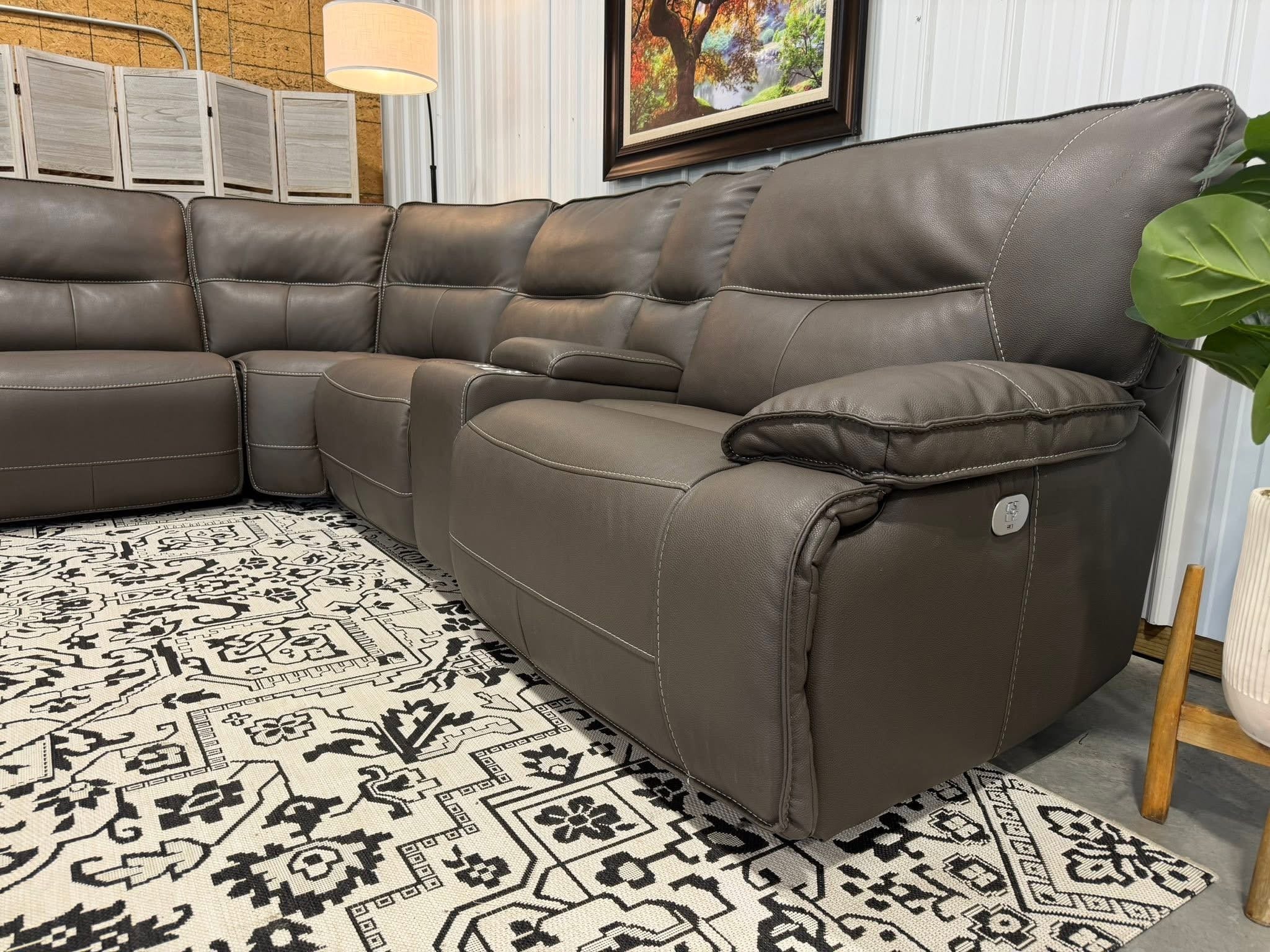 7 Piece Power Reclining Modular Leather Sectional