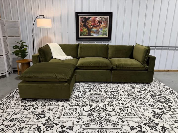 NEW Bellamia 4 Piece Modular Sectional GREEN