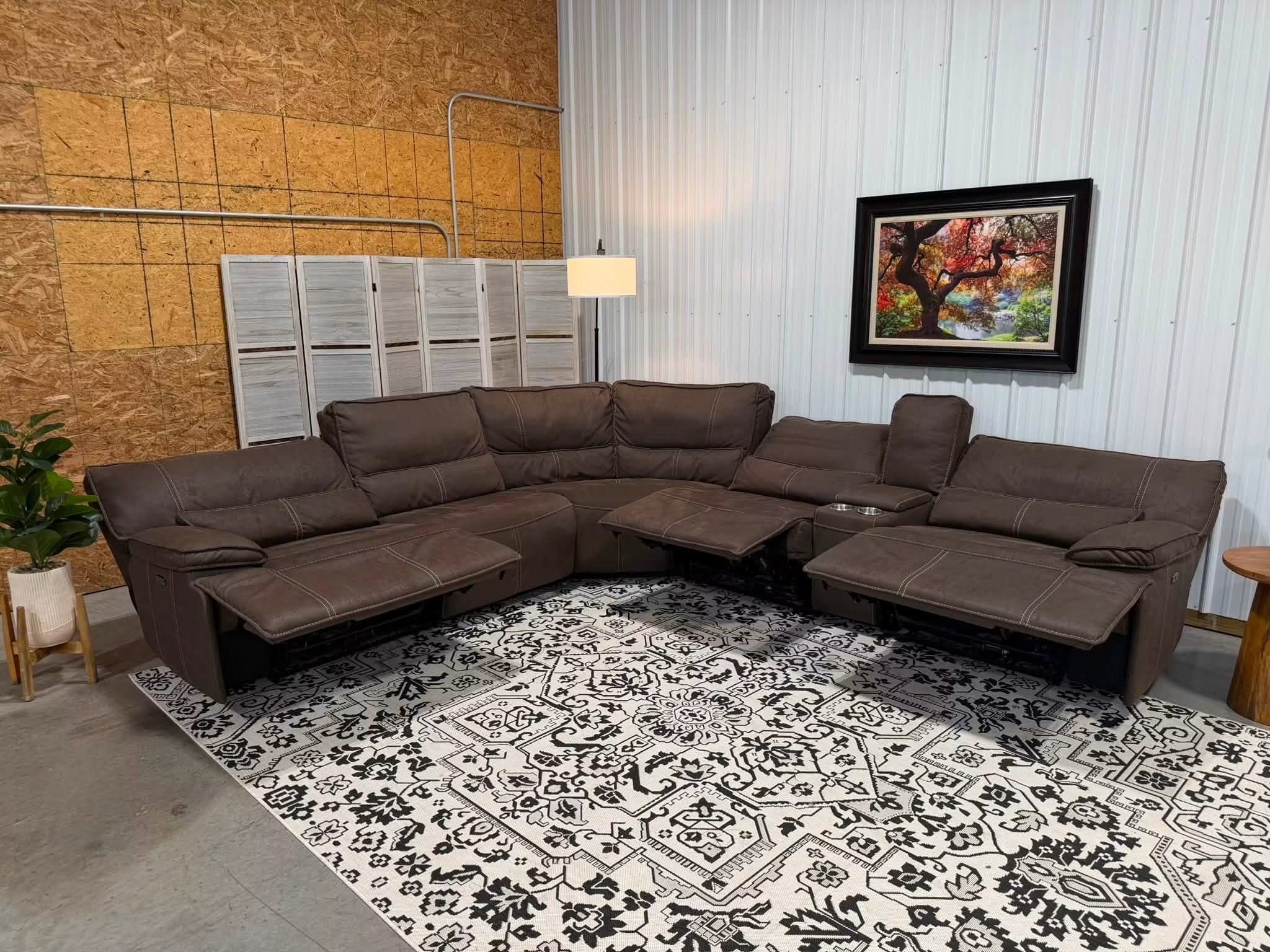 6 Piece Brown Power Reclining Modular Sectional