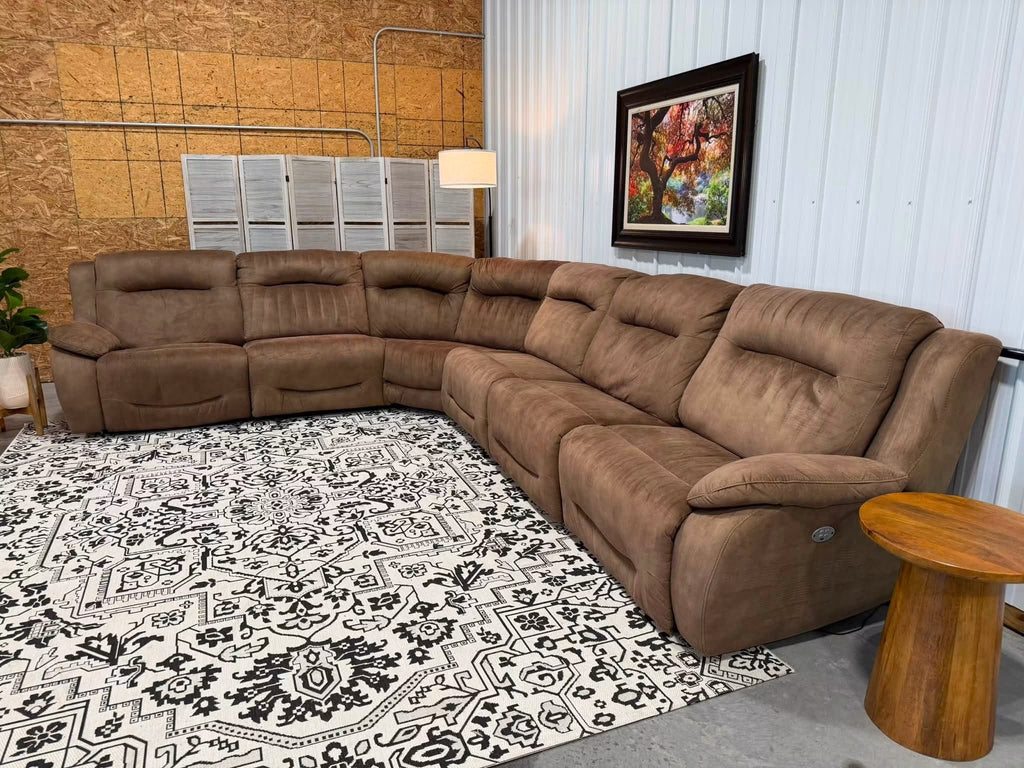 6 Piece Brown Power Reclining Modular Sectional