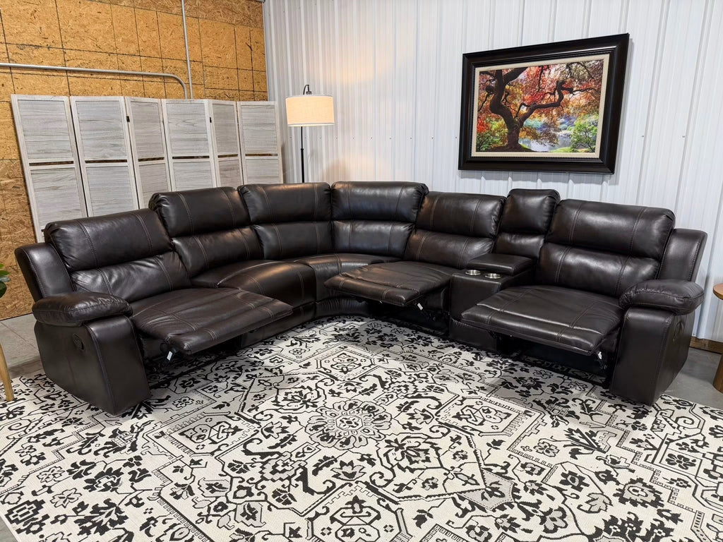 6 Piece Leather Reclining Sectional