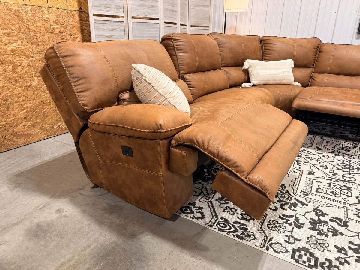 6 Piece Cognac Brown Reclining Sectional by Ashley Furniture
