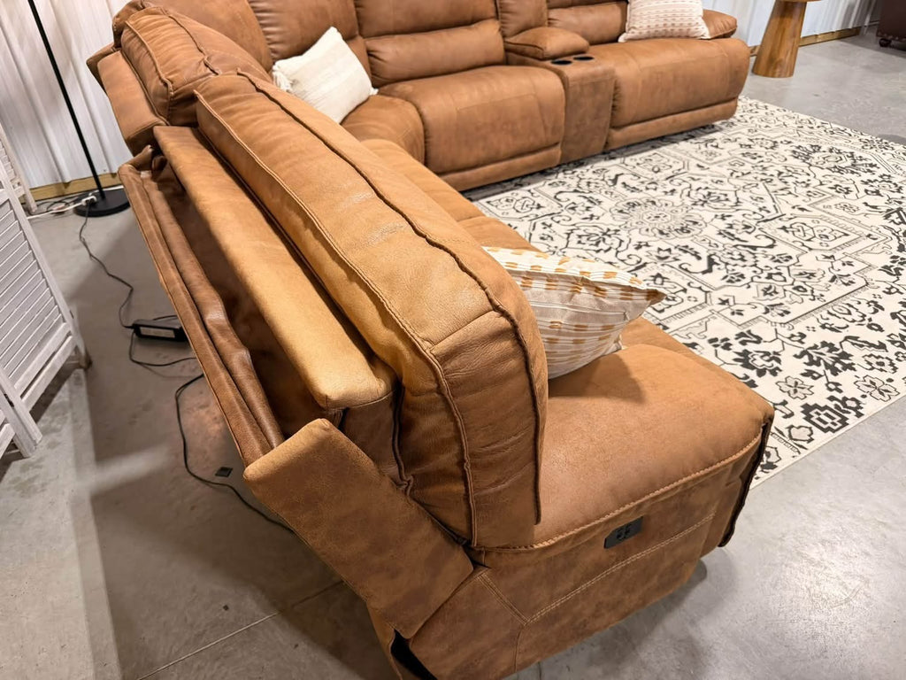 6 Piece Cognac Brown Reclining Sectional by Ashley Furniture
